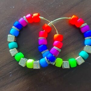 Vanessa Arizaga Neon Rainbow Love Earrings